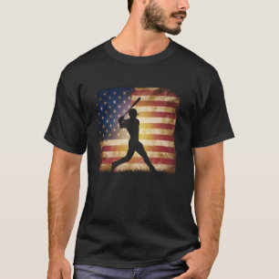 Amerikansk flaggbasebollspelare slagträ fan catche t shirt