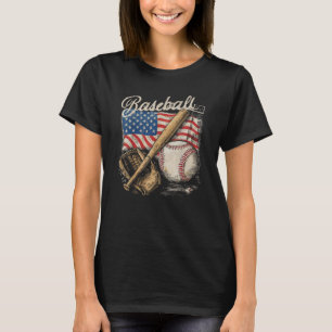 Amerikansk flaggbasebollspelare slagträ fan catche t shirt