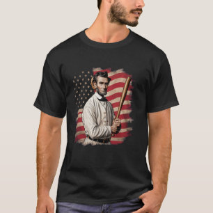Amerikansk flaggbasebollspelare slagträ fan catche t shirt