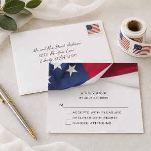 Amerikansk flaggbröllop RSVP-kort OSA Kort
