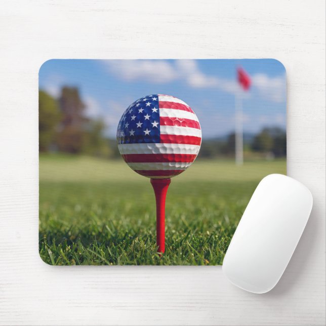 Amerikansk flaggdesign på en golfboll musmatta (Med mus)