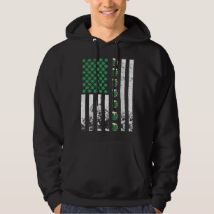 Amerikansk flaggdrickande irländsk shamrockgrön öl hoodie