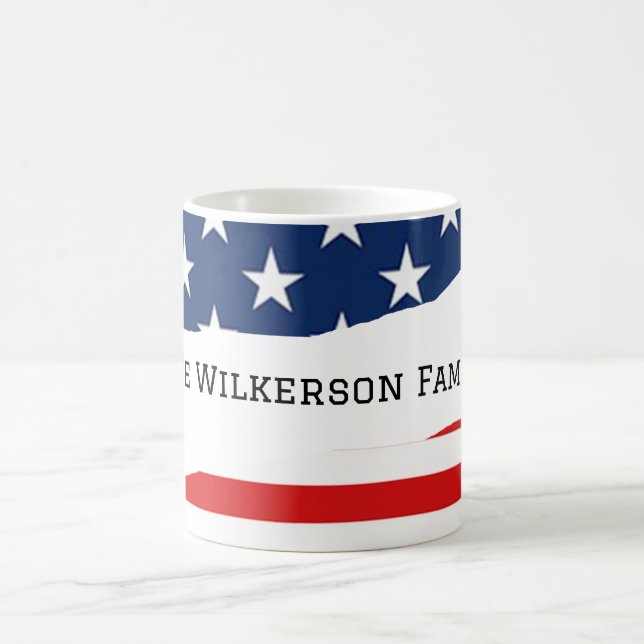 Amerikansk flaggfamiljsnamn kaffemugg (Center)