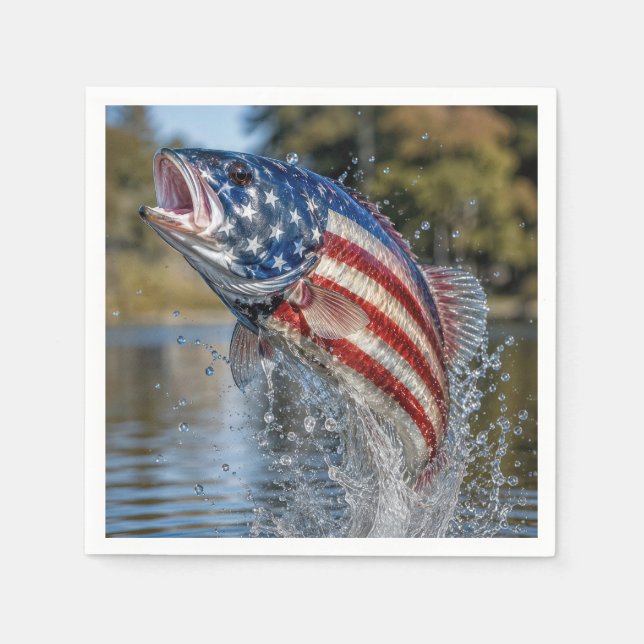 Amerikansk flaggfiskdesign pappersservett (Framsidan)