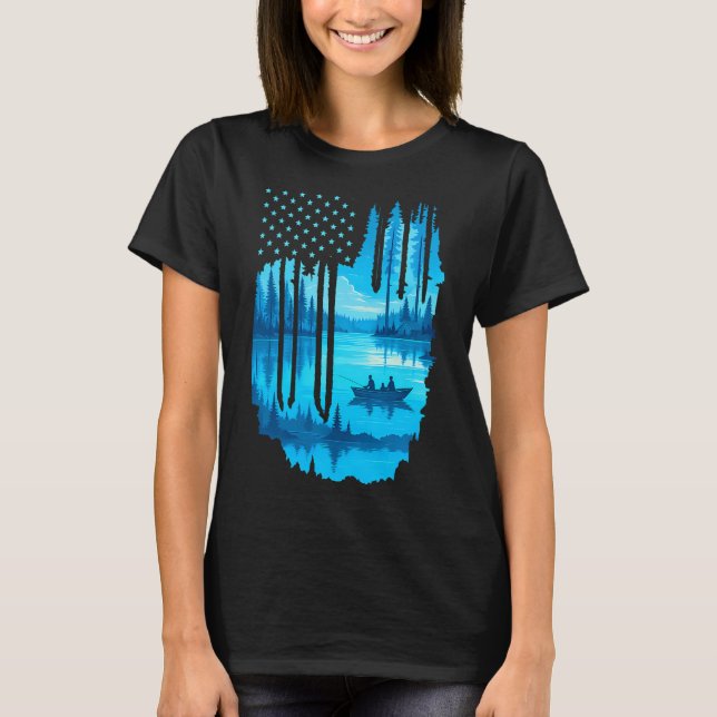 Amerikansk flaggfiske t shirt (Framsida)