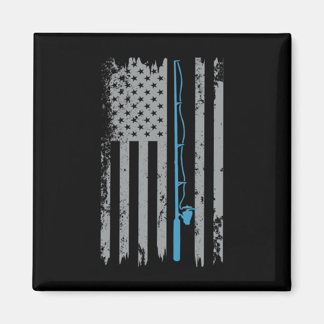 Amerikansk flaggfiske Vintage fiskare  Magnet (Framsidan)