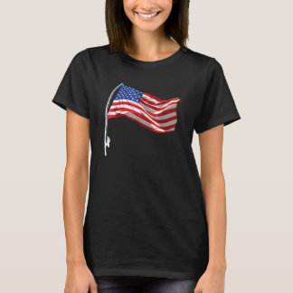 Amerikansk flaggfiskespö 4 juli patriotisk fiske t shirt