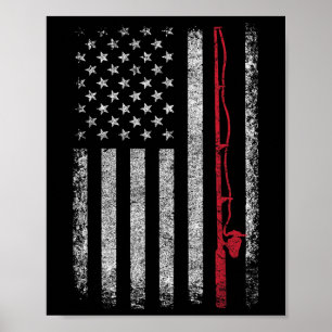 Amerikansk flaggfiskespö Fiskentusiast Vintage Fis Poster