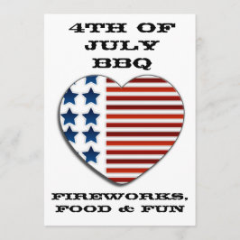 Amerikansk flagghjärta 4 juli-inbjudan inbjudningar