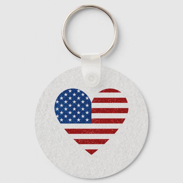 Amerikansk flagghjärta 4 juli nyckelring (Framsida)