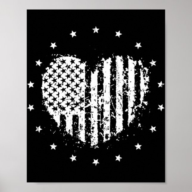 Amerikansk flagghjärta 4 juli poster (Framsidan)