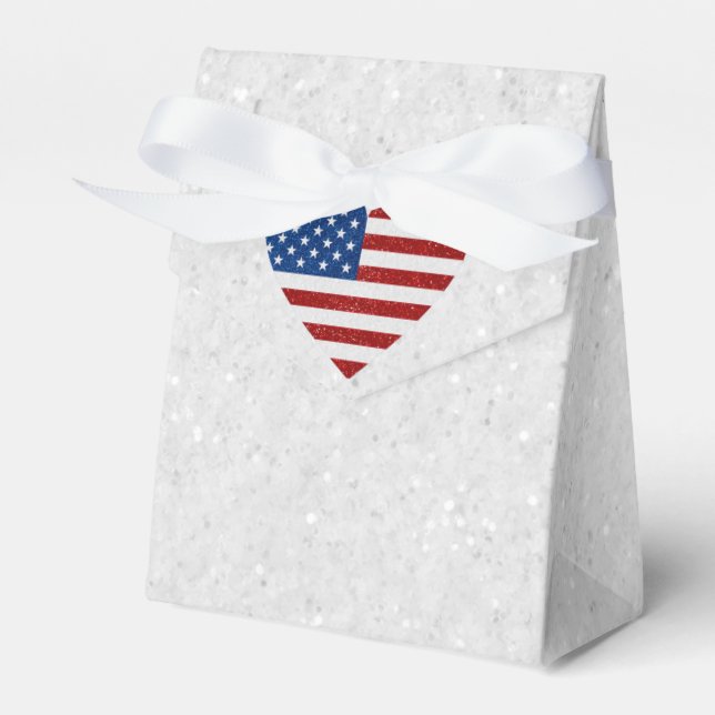 Amerikansk flagghjärta 4 juli presentaskar (Framsidan Sidan)