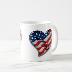 Amerikansk flagghjärta kaffemugg