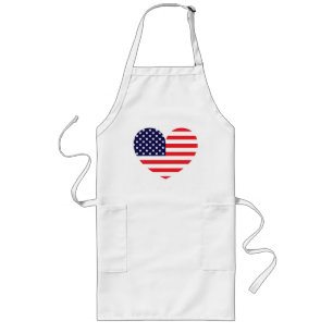 Amerikansk flagghjärta långt förkläde