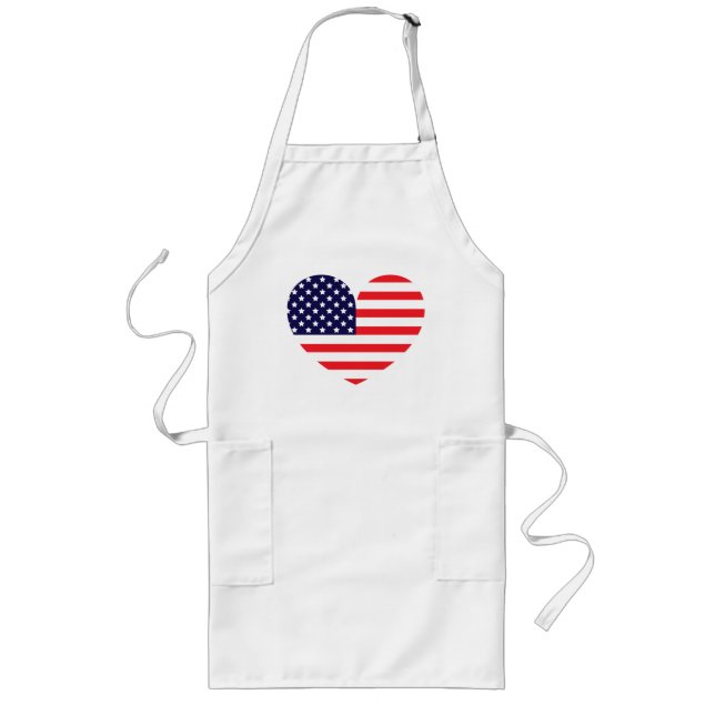 Amerikansk flagghjärta långt förkläde (Framsidan)