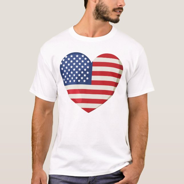 Amerikansk flagghjärta t shirt (Framsida)