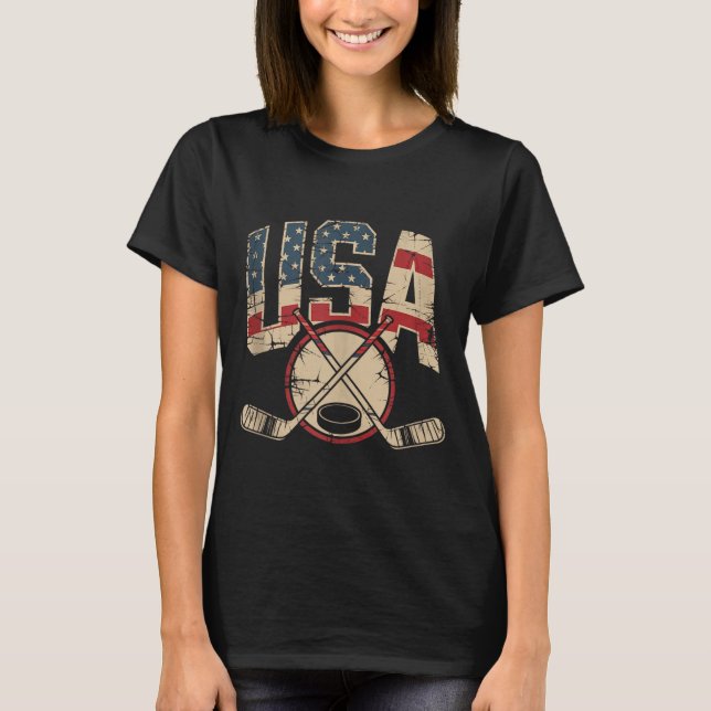 Amerikansk flagghockey t shirt (Framsida)