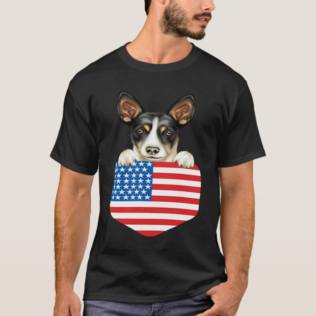 Amerikansk flaggig råtta Terrier Hund I Ficka T Shirt (Framsida)