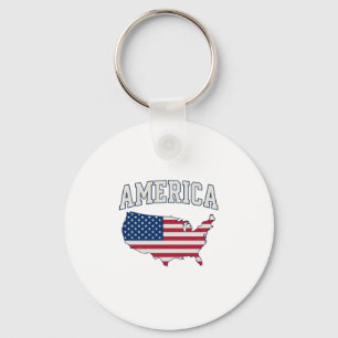 Amerikansk flaggkarta Patriotisk Vintage Grafisk T Nyckelring