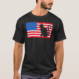 Amerikansk flaggkat 4 juli T-shirt US-veteraner