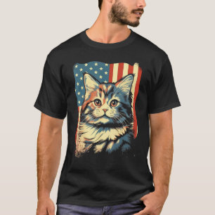 Amerikansk flaggkatt 4 juli kattunge patriotisk hu t shirt
