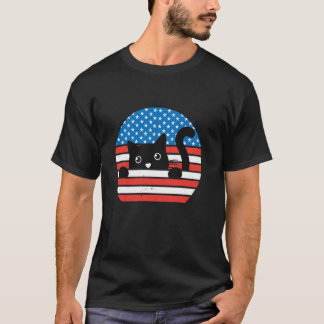 Amerikansk flaggkatt solglasögon Patriotisk katt 4 T Shirt