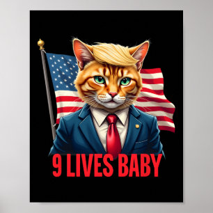Amerikansk flaggkattt i svit Donald Trump nio liv Poster