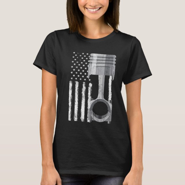 Amerikansk flaggkolvmaskinbil 2 t shirt (Framsida)