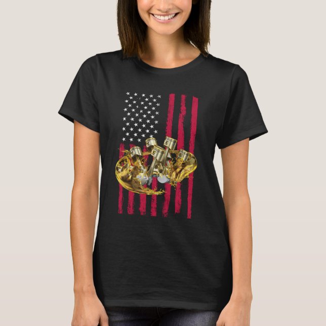 Amerikansk flaggkolvmaskinbil 4 t shirt (Framsida)