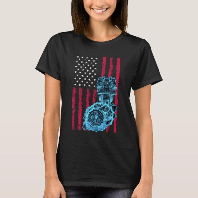 Amerikansk flaggkolvmaskinbil 9 t shirt (Framsida)
