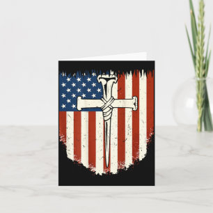 Amerikansk flaggkors 3 spik Patriotisk kristen dom Kort