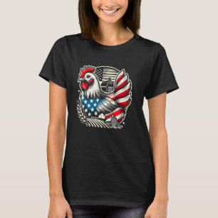 Amerikansk flaggkyckling 4 juli Patriotisk bonde T Shirt