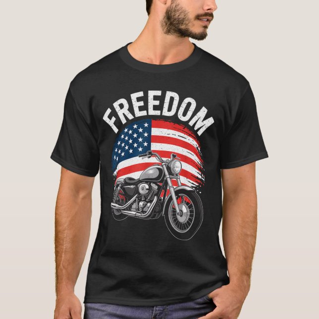Amerikansk flaggmotorcykel  t shirt (Framsida)