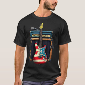 Amerikansk flaggrockgitarr t shirt