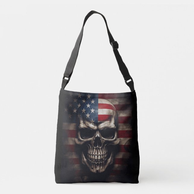 Amerikansk flaggskalle  axelväska (Baksida)