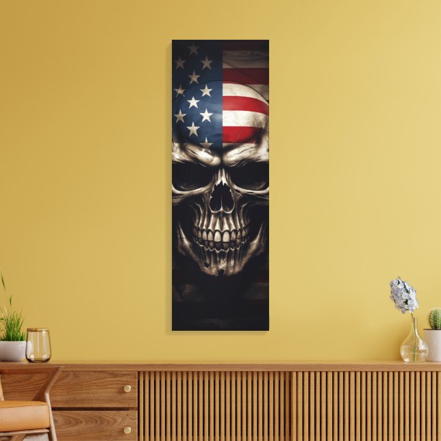 Amerikansk flaggskalle  canvastryck (Insitu (Vardagsrum))