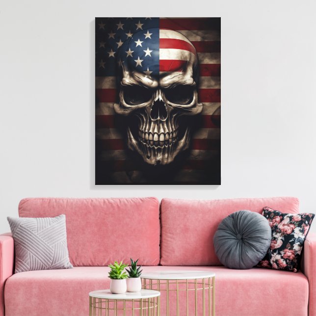 Amerikansk flaggskalle  canvastryck (Insitu (Vardagsrum))