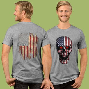 Amerikansk flaggskalle Distressed Patriot kläder T Shirt
