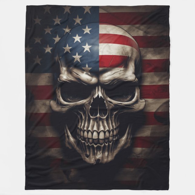 Amerikansk flaggskalle  fleecefilt (Framsidan)