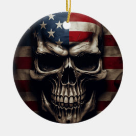 Amerikansk flaggskalle julgransprydnad keramik