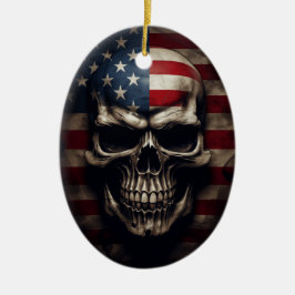 Amerikansk flaggskalle julgransprydnad keramik