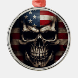 Amerikansk flaggskalle julgransprydnad metall