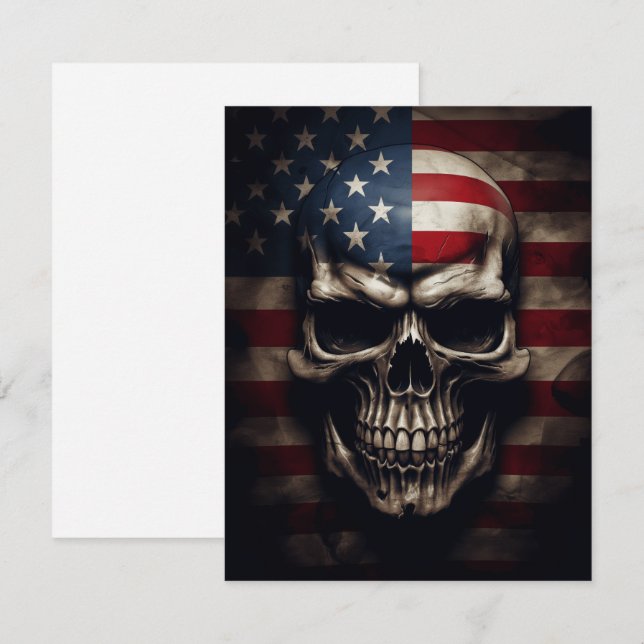 Amerikansk flaggskalle-kort (Fram/baksida)