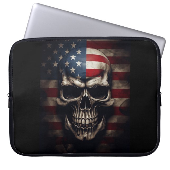 Amerikansk flaggskalle  laptop fodral (Framsidan)