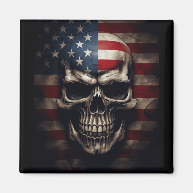 Amerikansk flaggskalle  magnet (Framsidan)
