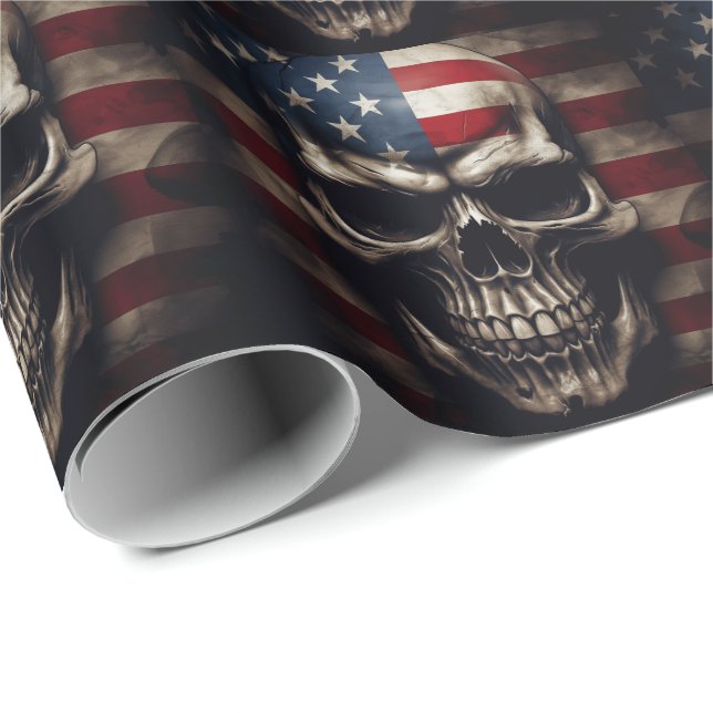 Amerikansk flaggskalle  presentpapper (Rullad Hörn)