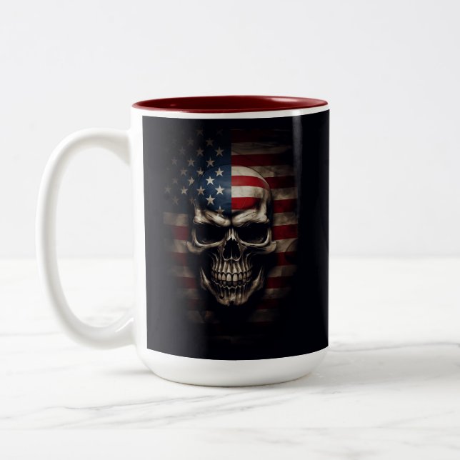 Amerikansk flaggskalle  Två-Tonad mugg (Vänster)