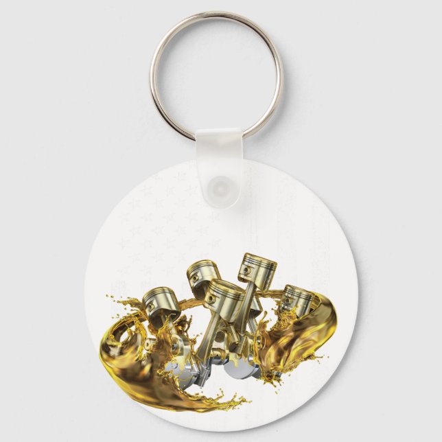 Amerikansk flaggstångs kolvmotorns muskelbil 3 nyckelring (Framsida)