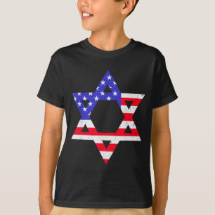 Amerikansk flaggstjärna Davidsstjärna judisk Hanuk T Shirt