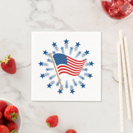 Amerikansk flaggstjärna fyrverkerier 4 juli pappersservett